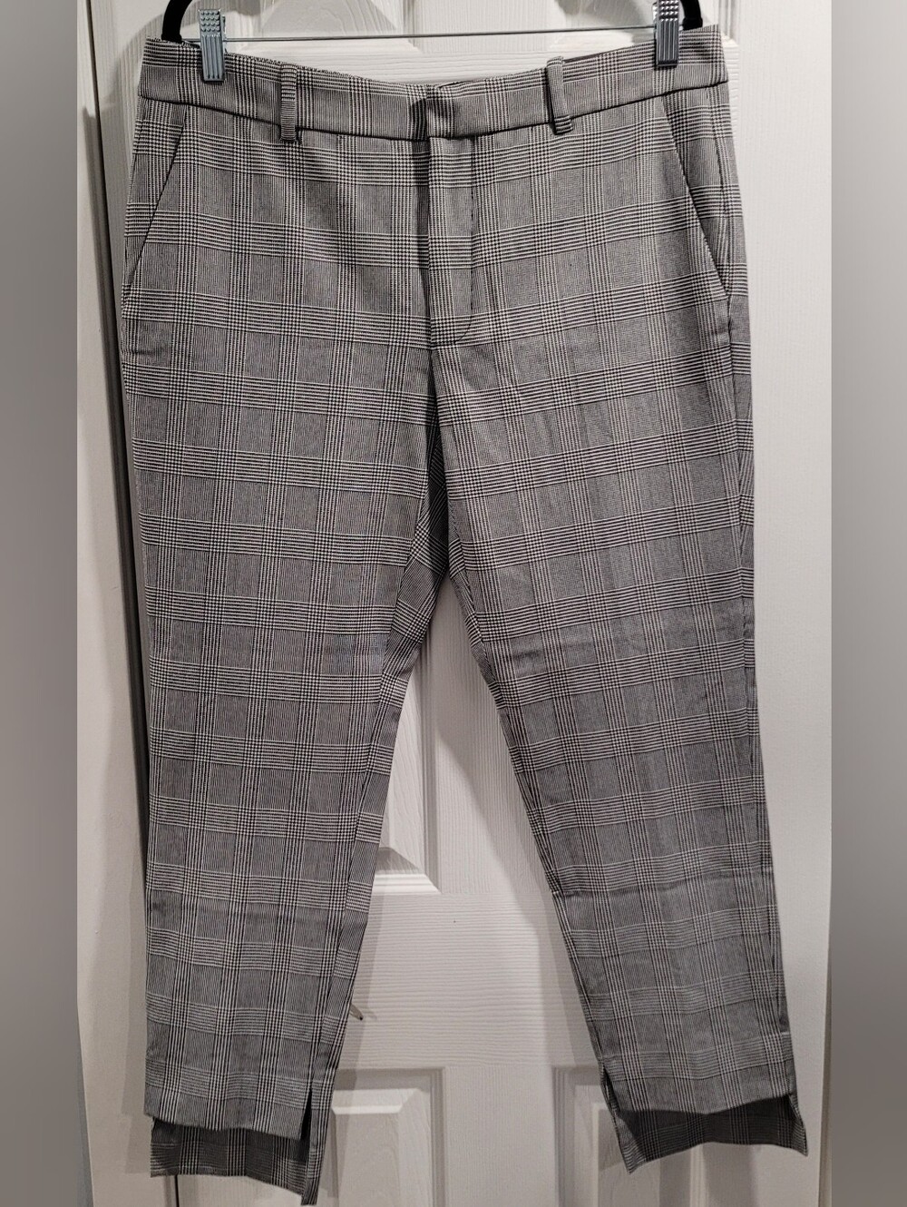 Zara Black & White Plaid Asymmetric Hem Dress Pants Size 42 US 10 NWT